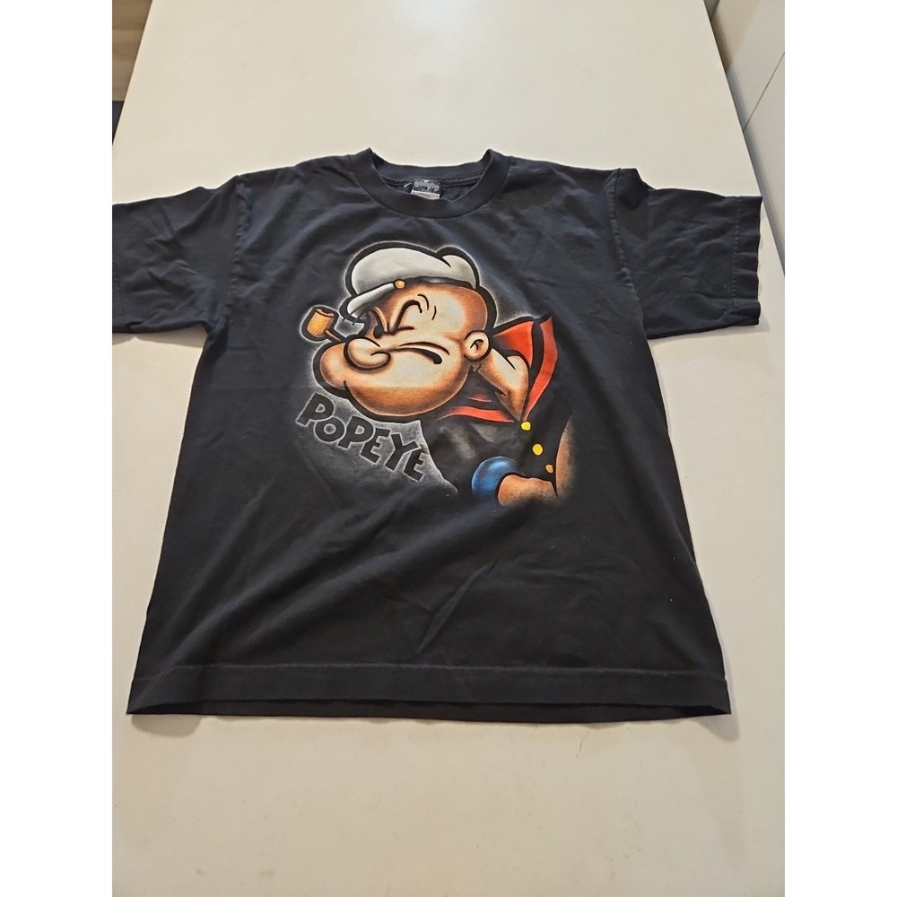 Universial Studio Popeye T-Shirt Kids Large Graphic Tee Black Vintage Tee(1213